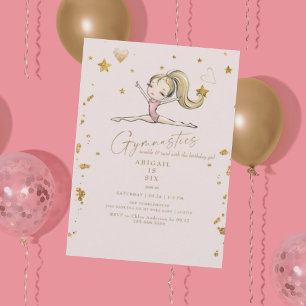 Invitation Fête d'anniversaire de gymnastique blonde Tumble &