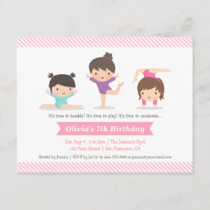 Invitation Fête d'anniversaire de gymnastique pour les Tumbli
