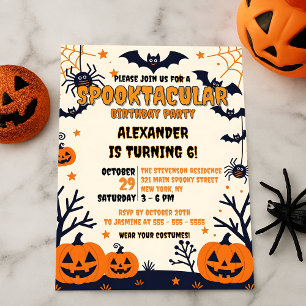Invitation Fête d'anniversaire de Halloween adorable et fanta