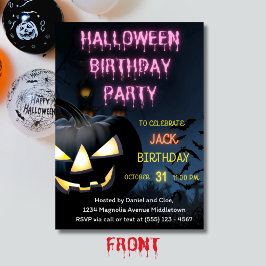 Invitation Fête d'anniversaire de Halloween Dark Glow Citroui