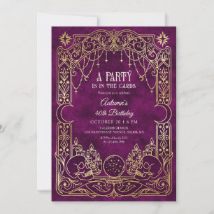 Invitation Fête d'anniversaire de Halloween sorcière de tarot