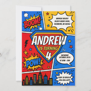 Invitation Fête d'anniversaire de héros de bande dessinée per