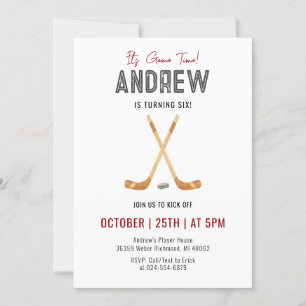 Invitation Fête d'anniversaire de hockey sur aquarelle person
