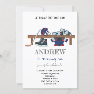 Invitation Fête d'anniversaire de hockey sur aquarelle person