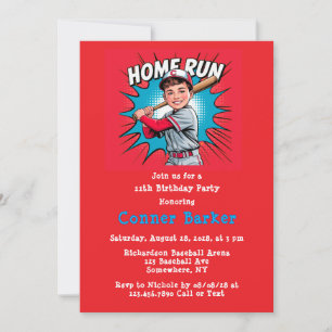 Invitation Fête d'anniversaire de Home Run Boy