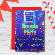 Fête d'anniversaire de jeu de jeux vidéo rétro Arc