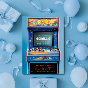 Invitation Fête d'anniversaire de jeux d'arcade rétro