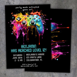 Invitation Fête d'anniversaire de joueur de jeu vidéo sarcell