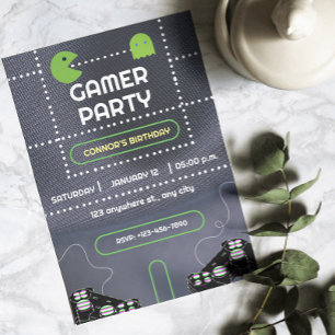 Invitation Fête d'anniversaire de joueur vert et blanc