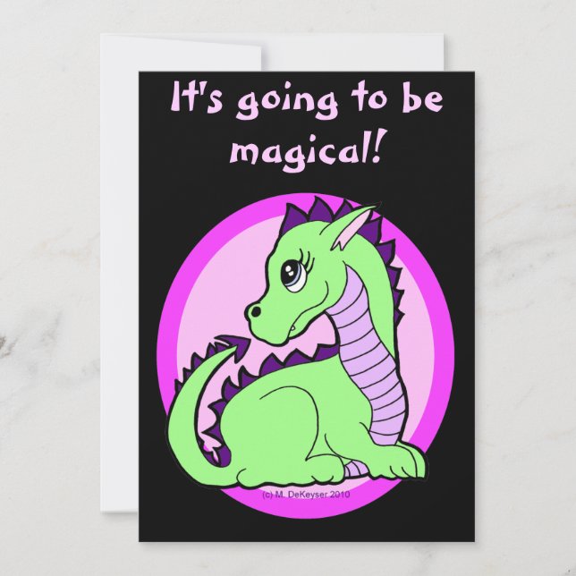 Invitation Fête d'anniversaire de Kawaii Cute Dragon (Devant)