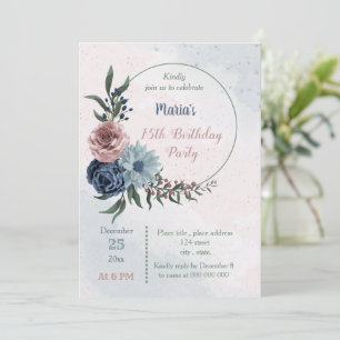 Invitation fête d'anniversaire de la belle robe bleu fleurie