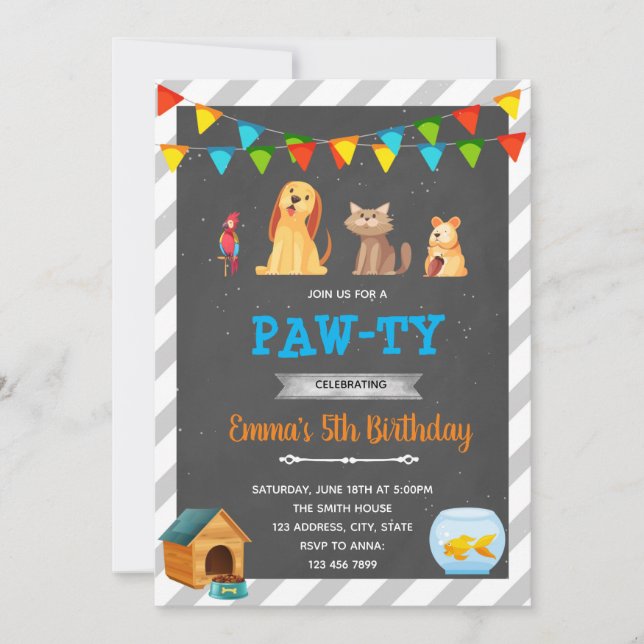 Invitation Fête d'anniversaire de la boutique pour animaux (Devant)