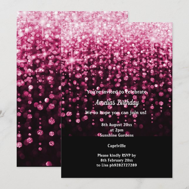 INVITATION FÊTE D'ANNIVERSAIRE DE LA CHUTE D'EAU ROSE NOIRE (Devant / Derrière)
