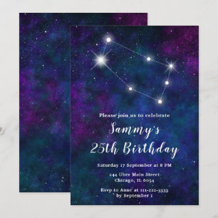 Invitation Fête d'anniversaire de la constellation du zodiaqu