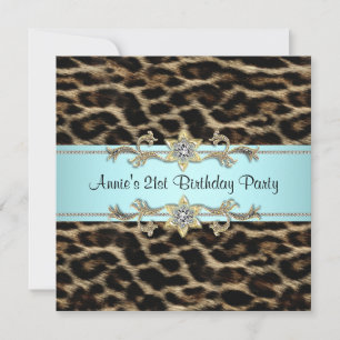 Invitation Fête d'anniversaire de la femme de léopard 21ème
