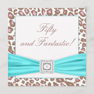 Invitation Fête d'anniversaire de la femme turquoise de brun
