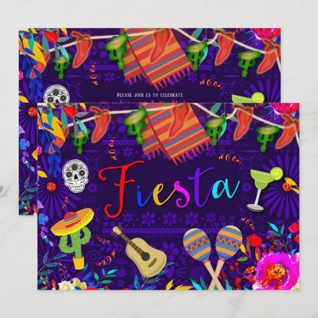 Invitation Fête d'anniversaire de la Fiesta Cinco De Mayo (Devant / Derrière)