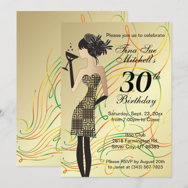 Invitation Fête d'anniversaire de la Fille (Devant / Derrière)