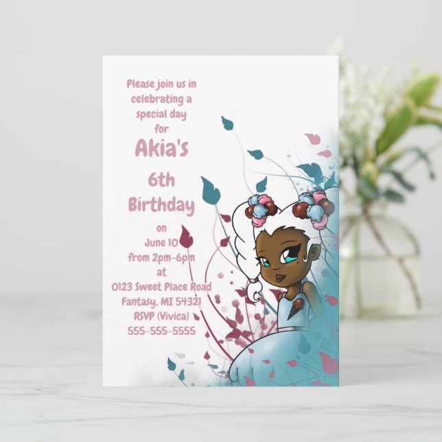 Invitation Fête d'anniversaire de la fille afro-américaine (Debout devant)