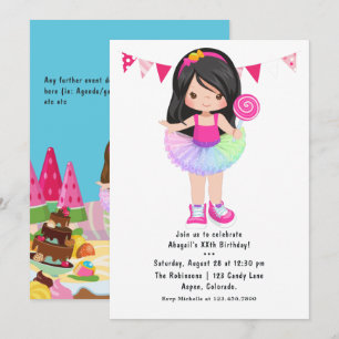 Invitation Fête d'anniversaire de la fille au tutu de Candy L