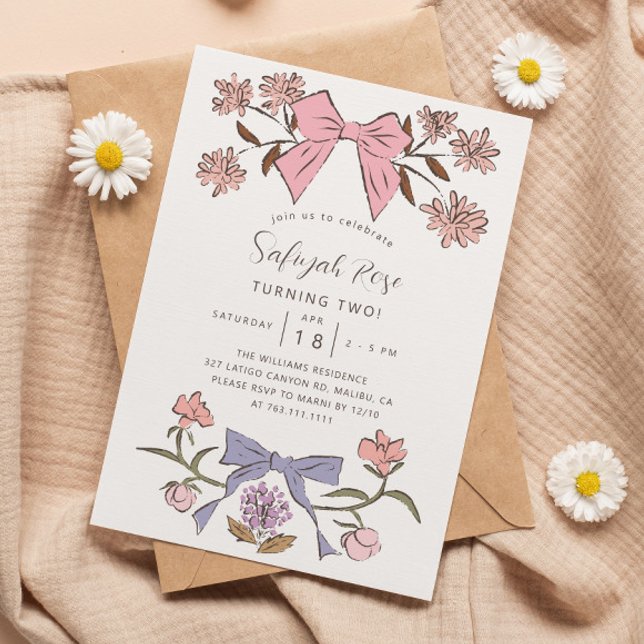 Invitation Fête d'anniversaire de la fille des vaches roses e (Créateur téléchargé)