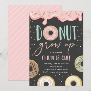 Invitation Fête d'anniversaire de la fille Doughnut rose