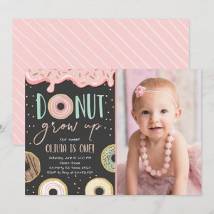 Invitation Fête d'anniversaire de la fille Doughnut rose