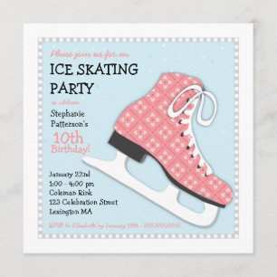 Invitation Fête d'anniversaire de la Fille Funky Ice Sking