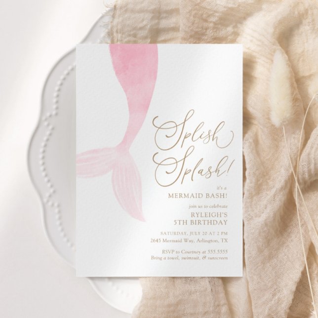 Invitation Fête d'anniversaire de la fille Mermaid (Créateur téléchargé)