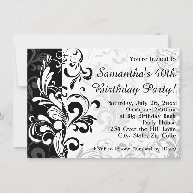 Invitation Fête d'anniversaire de la Fontaine noire/blanche (Devant)