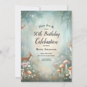 Invitation Fête d'anniversaire de la forêt enchantée turquois