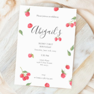 Invitation Fête d'anniversaire de la framboise Sweet Berry