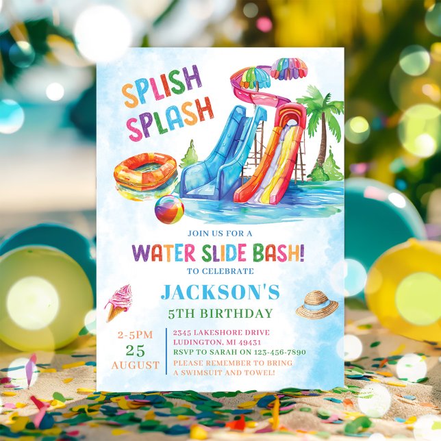 Invitation Fête d'anniversaire de la glisse d'eau (Créateur téléchargé)