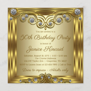 Invitation Fête d'anniversaire de la Gold Diamond Glam