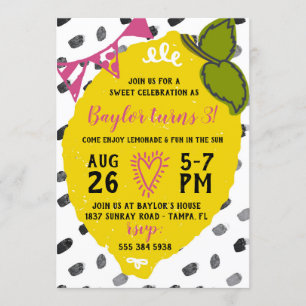 Invitation Fête d'anniversaire de la Lemonade Sweet