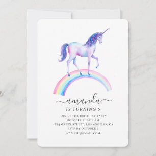Invitation Fête d'anniversaire de la licorne d'aquarelle. Béb