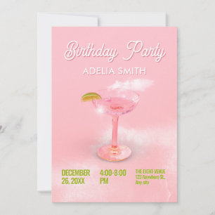 Invitation Fête d'anniversaire de la margarita de cocktail de