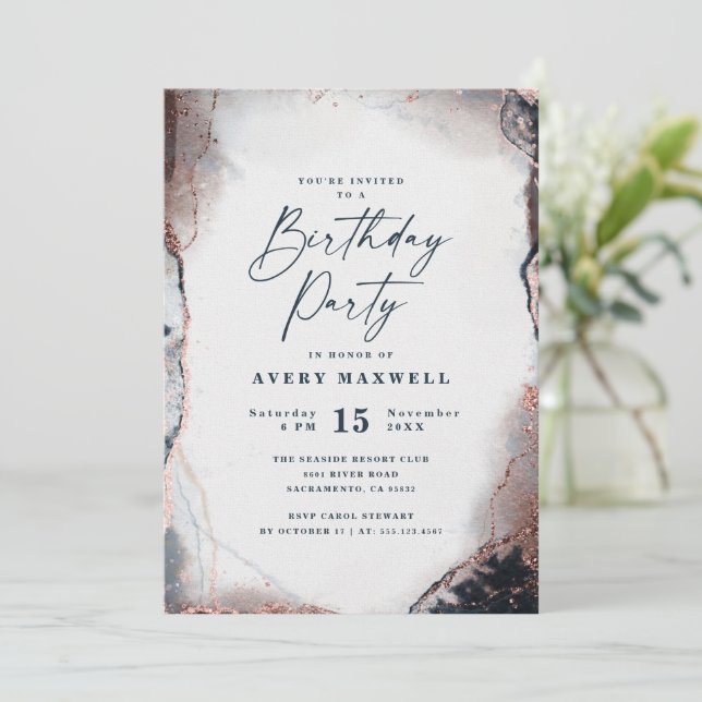Invitation Fête d'anniversaire de la Marine Abstraite moderne (Debout devant)
