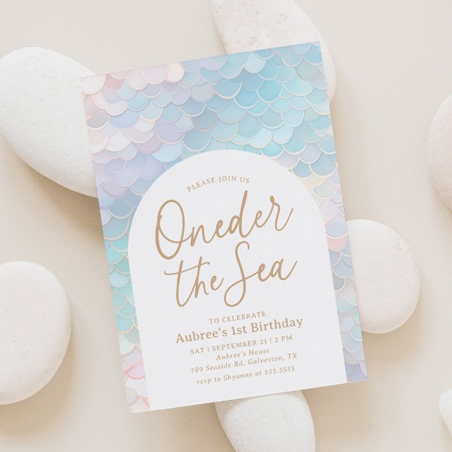 Invitation Fête d'anniversaire de la mer à l'une des sirènes (Créateur téléchargé)