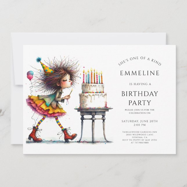Invitation Fête d'anniversaire de la mignonne fille Whimsical (Devant)