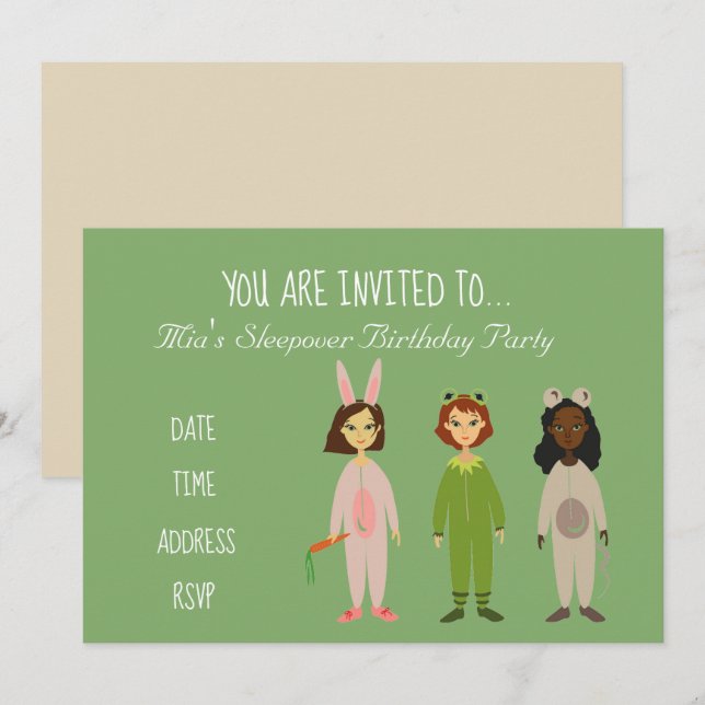 Invitation Fête d'anniversaire de la mort de Pajama Stwood (Devant / Derrière)