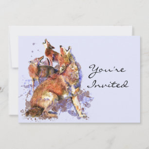 Invitation Fête d'anniversaire de la nature animale du coyote
