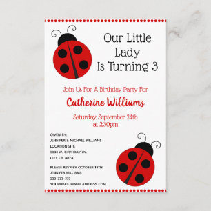 Invitation Fête d'anniversaire de la petite fille Cute Ladybu