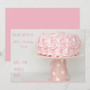 Invitation Fête d'anniversaire de la petite fille rose pâle