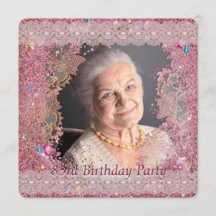 Invitation Fête d'anniversaire de la photo rose de la femme