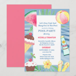 Invitation Fête d'anniversaire de la piscine