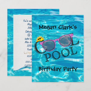 Invitation Fête d'anniversaire de la piscine cool