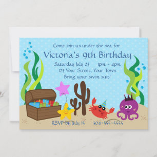 Invitation Fête d'anniversaire de la piscine pour enfants