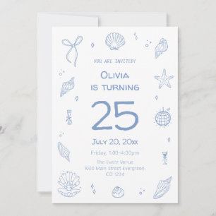 Invitation Fête d'anniversaire de la plage Blue