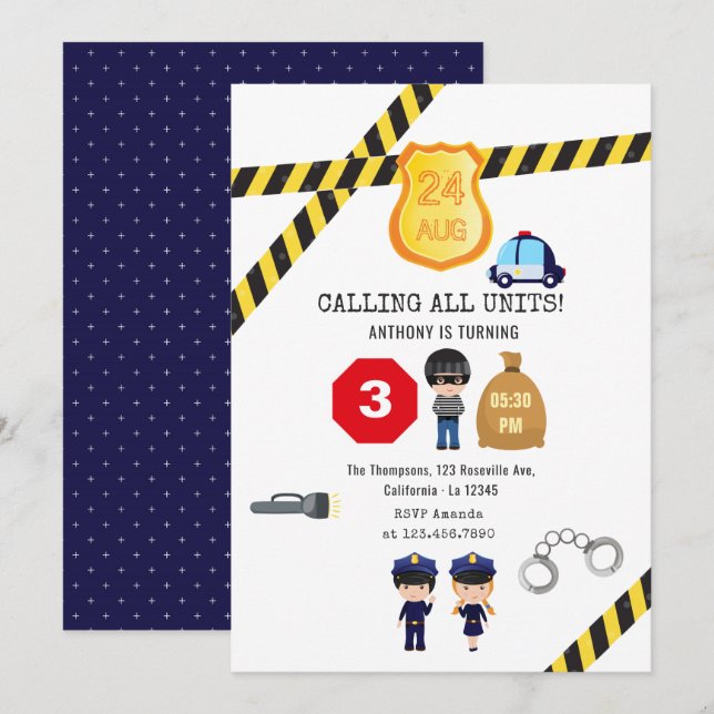 Invitation Fête d'anniversaire de la police (Devant / Derrière)